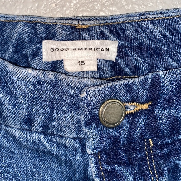 GOOD AMERICAN Good Vintage High Rise Straight Leg Jeans Indigo043 Distressed 15 - Picture 4 of 13